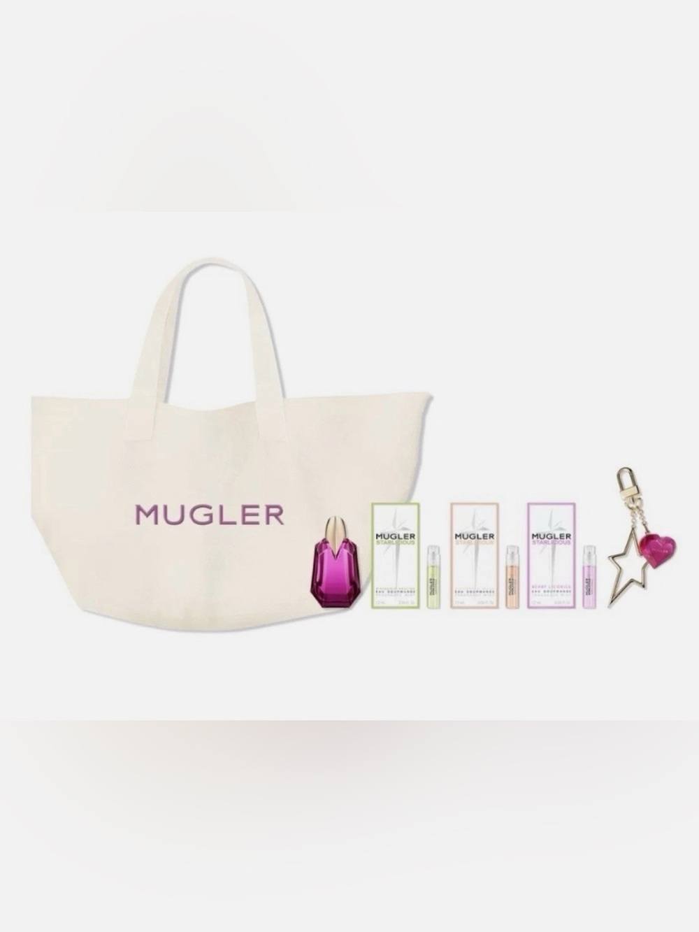New! Mugler tote gift set and keychain